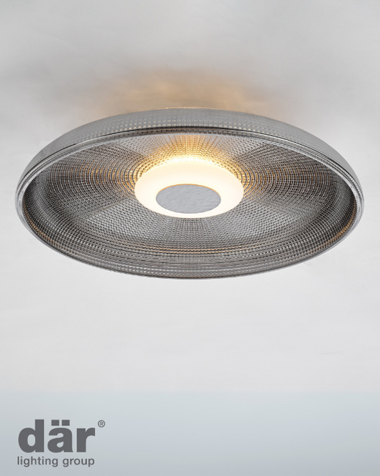 Dar Lighting Ansel Smoked Glass & Polished Black Chrome LED Flush