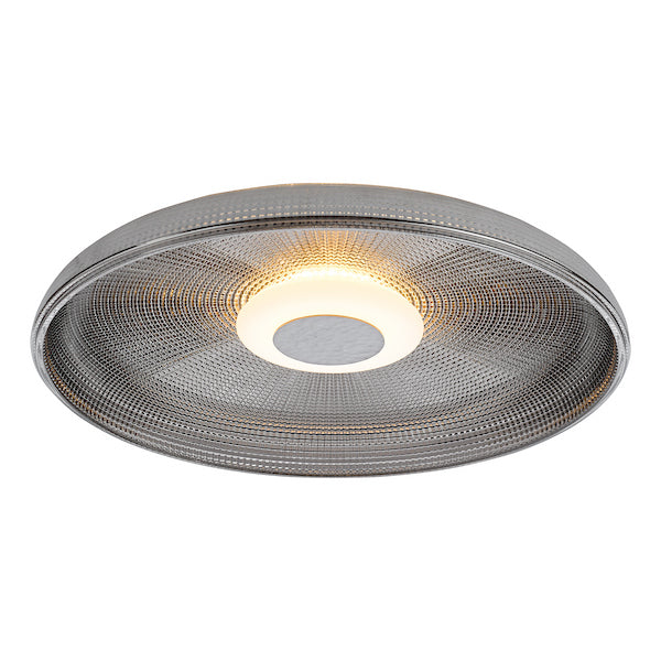 Dar Lighting Ansel Smoked Glass & Polished Black Chrome LED Flush