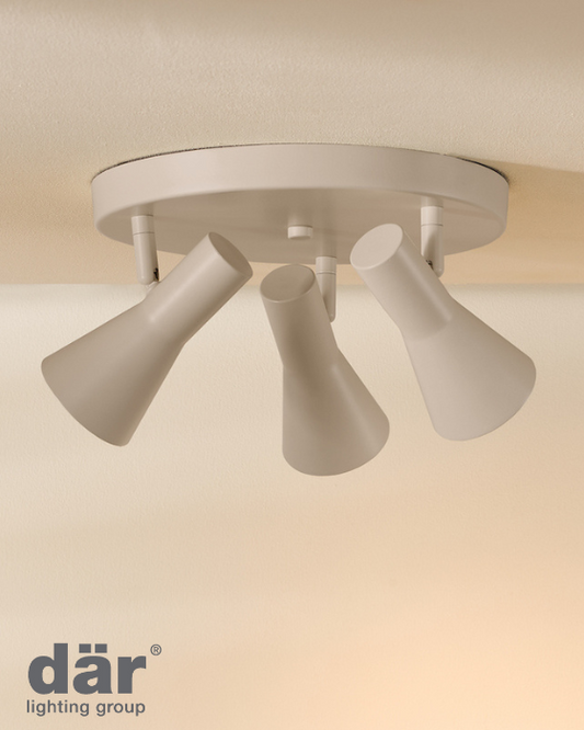 Dar Lighting Arnel 3 Light Satin Taupe Plate Spotlight