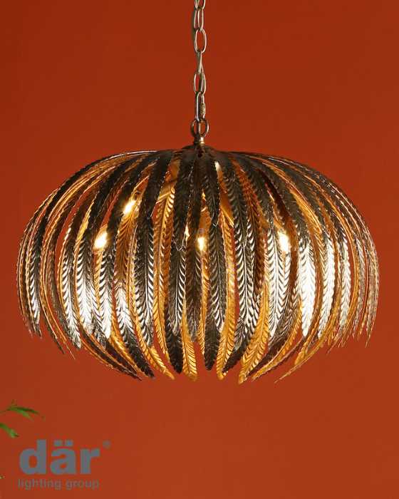 Dar Lighting Atticus 5 Light Gold Pendant