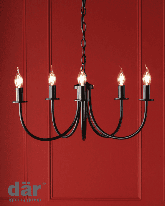 Dar Lighting Becca 5 Light Matt Black Pendant Fitting Only