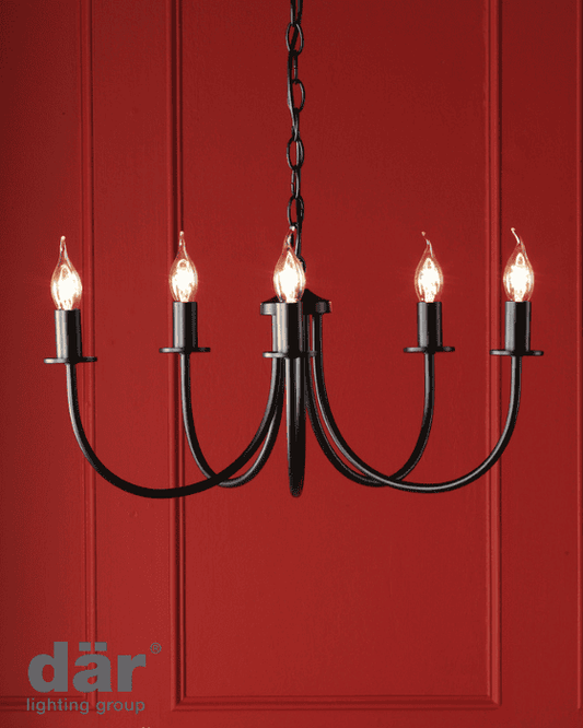 Dar Lighting Becca 5 Light Matt Black Pendant Fitting Only