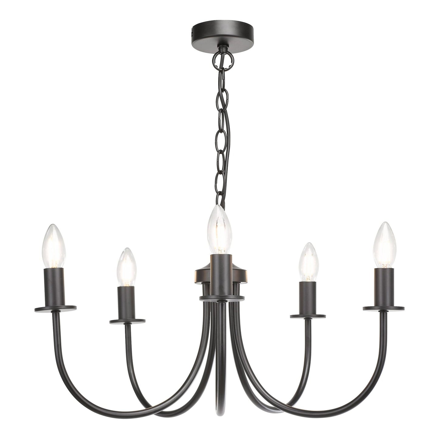 Dar Lighting Becca 5 Light Matt Black Pendant Fitting Only