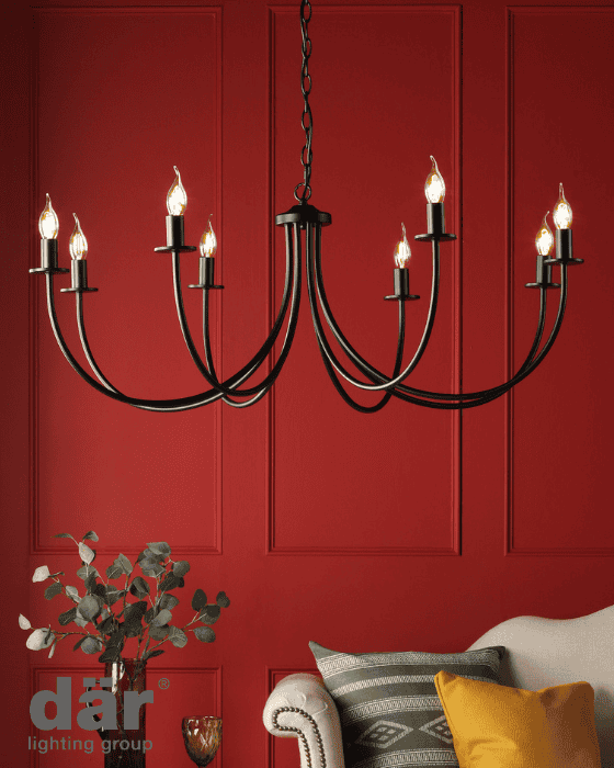 Dar Lighting Becca 8 Light Matt Black Pendant Fitting Only