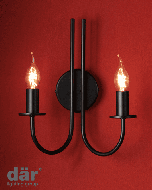 Dar Lighting Becca 2 Light Matt Black Wall Light Bracket Only