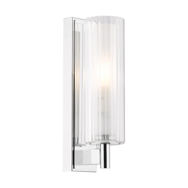 Dar Lighting Bevin Bathroom IP44 Polished Chrome & Ribbed Glass Wall Light