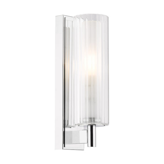 Dar Lighting Bevin Bathroom IP44 Polished Chrome & Ribbed Glass Wall Light