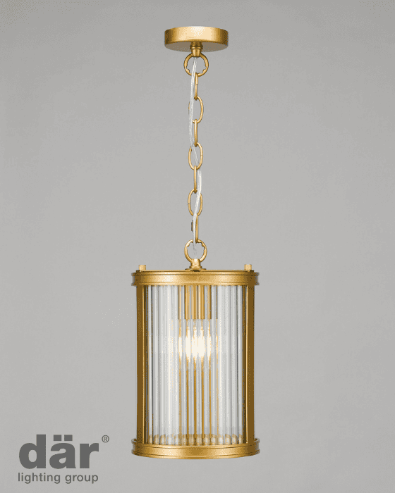 Dar Lighting Bianka Bronze & Ribbed Glass Pendant