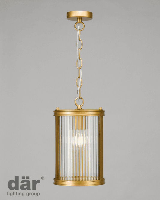 Dar Lighting Bianka Bronze & Ribbed Glass Pendant