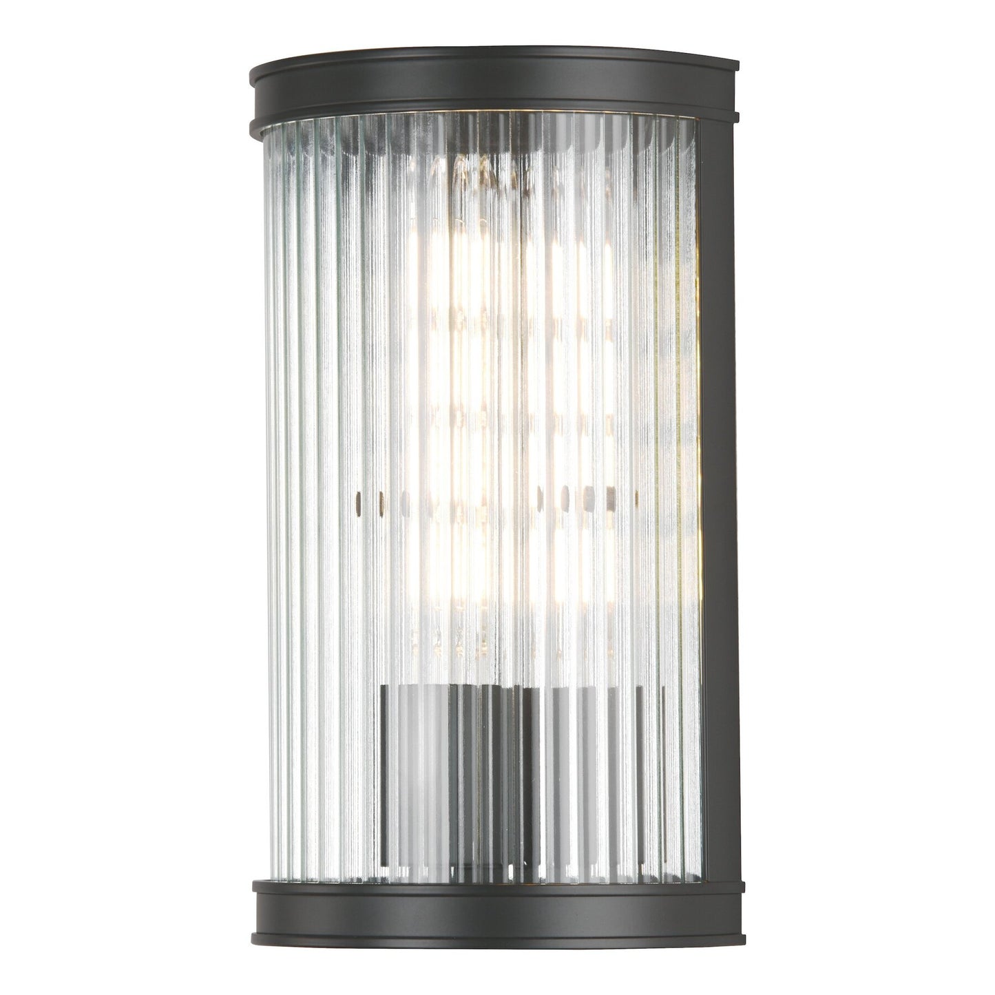 Dar Lighting Bianka Matt Black & Ribbed Glass Wall Light
