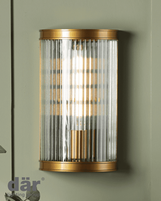Dar Lighting Bianka Bronze & Ribbed Glass Wall Light
