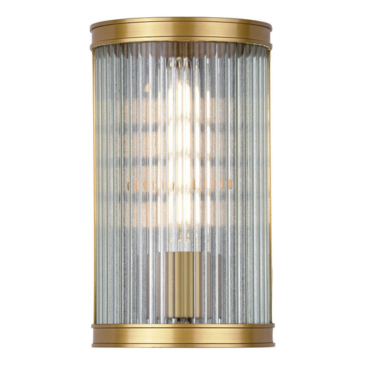 Dar Lighting Bianka Bronze & Ribbed Glass Wall Light