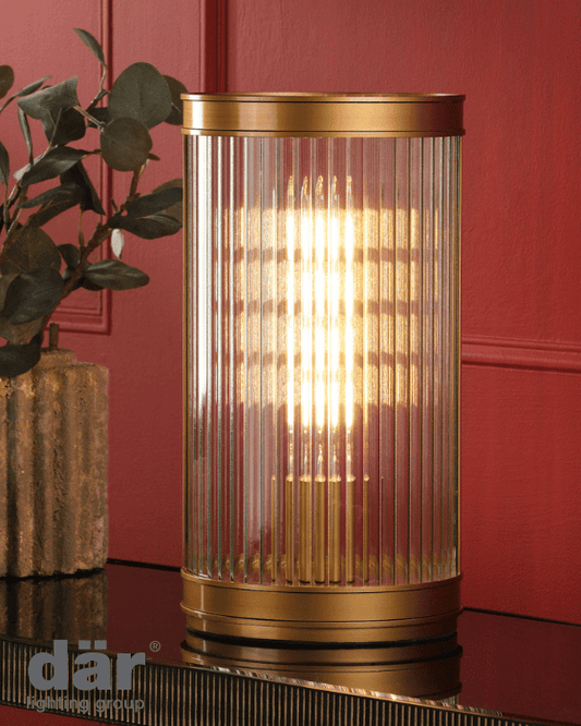 Dar Lighting Bianka Bronze & Ribbed Glass Table Lamp