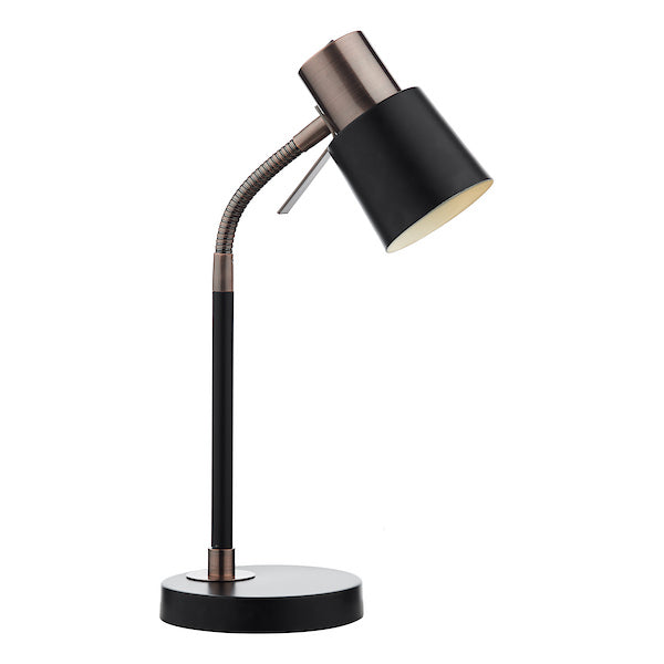 Dar Lighting Bond Matt Black & Polished Copper Desk Lamp