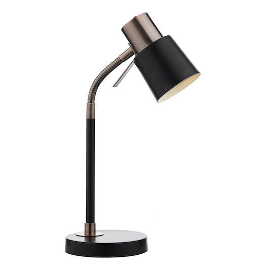 Dar Lighting Bond Matt Black & Polished Copper Desk Lamp