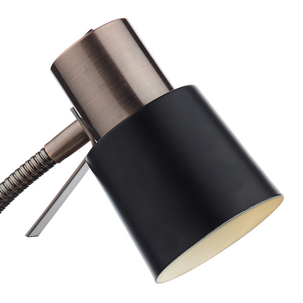 Dar Lighting Bond Matt Black & Polished Copper Desk Lamp