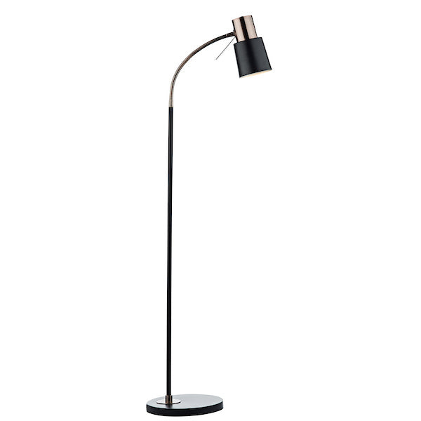 Dar Lighting Bond Matt Black & Polished Copper Task Floor Lamp