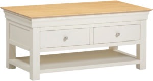 Bordeaux 2 Drawer Ivory & Oak Coffee Table