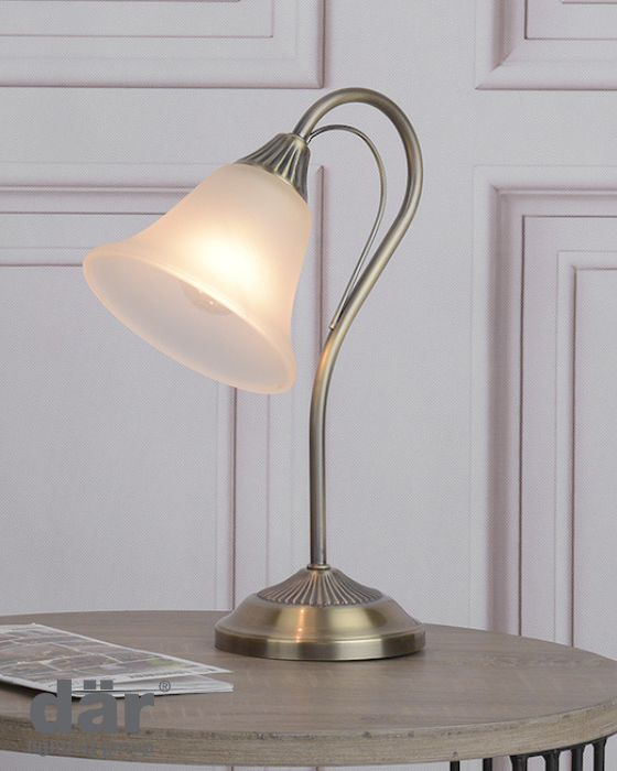 Dar Lighting Boston Antique Brass & Opal Glass Table Lamp