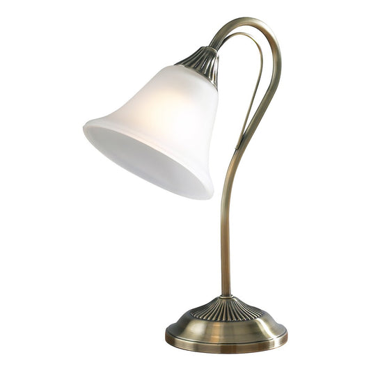 Dar Lighting Boston Antique Brass & Opal Glass Table Lamp