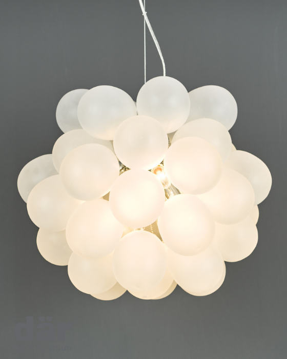 Dar Lighting Bubbles 6 Light Polished Chrome & Frosted Glass Pendant