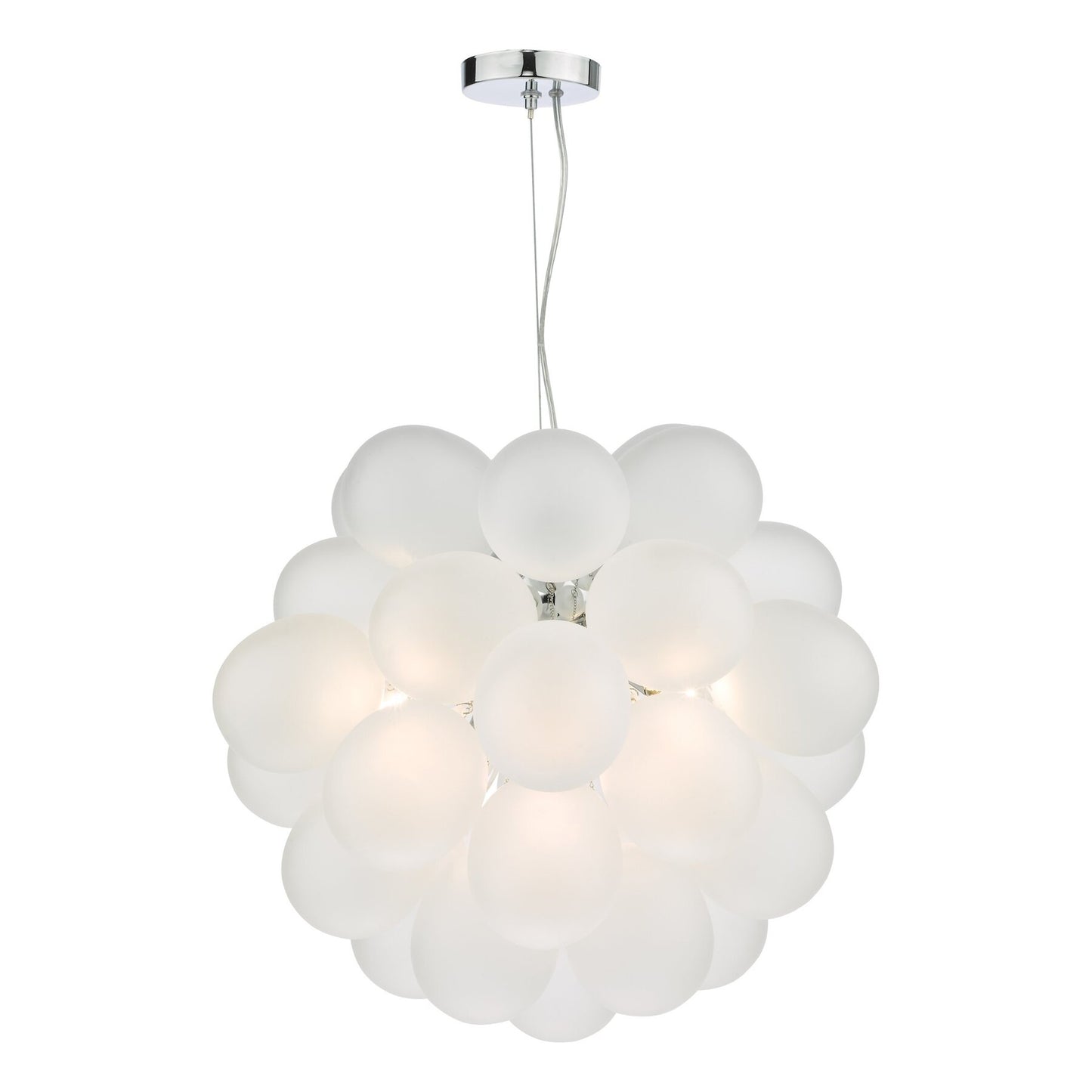 Dar Lighting Bubbles 6 Light Polished Chrome & Frosted Glass Pendant
