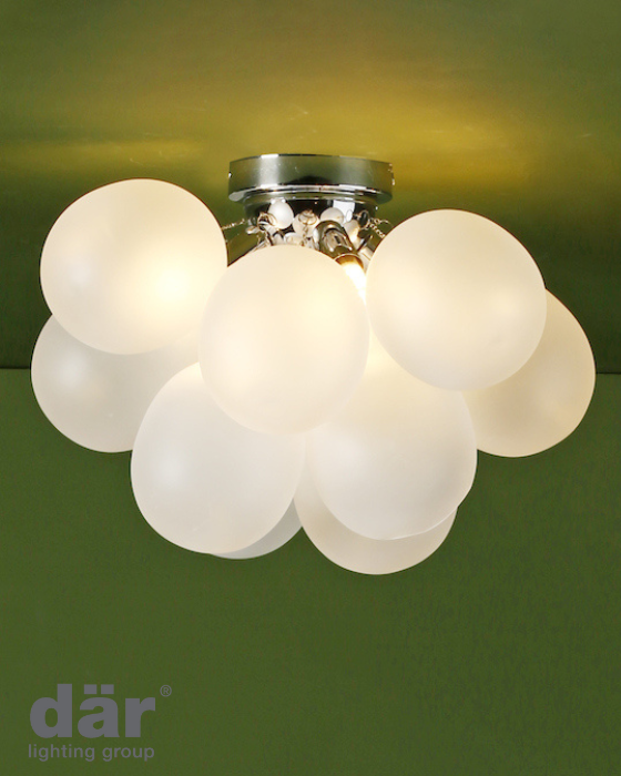 Dar Lighting Bubbles 4 Light Polished Chrome & Frosted Glass Flush