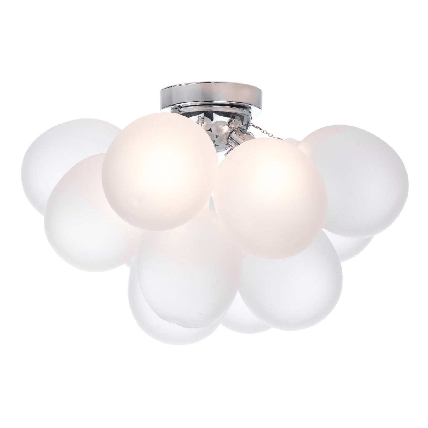 Dar Lighting Bubbles 4 Light Polished Chrome & Frosted Glass Flush
