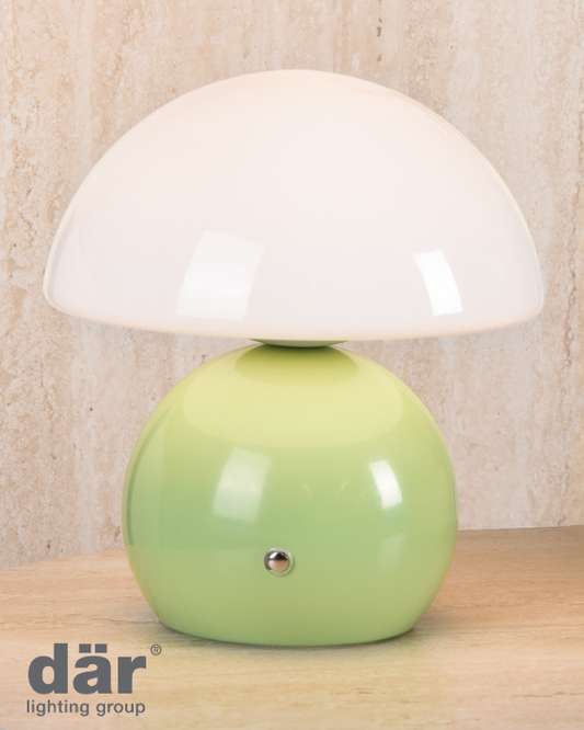 Dar Lighting Caesar LED Rechargeable Green & Opal Glass Table Lamp