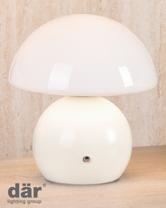 Dar Lighting Caesar LED Rechargeable White & Opal Glass Table Lamp