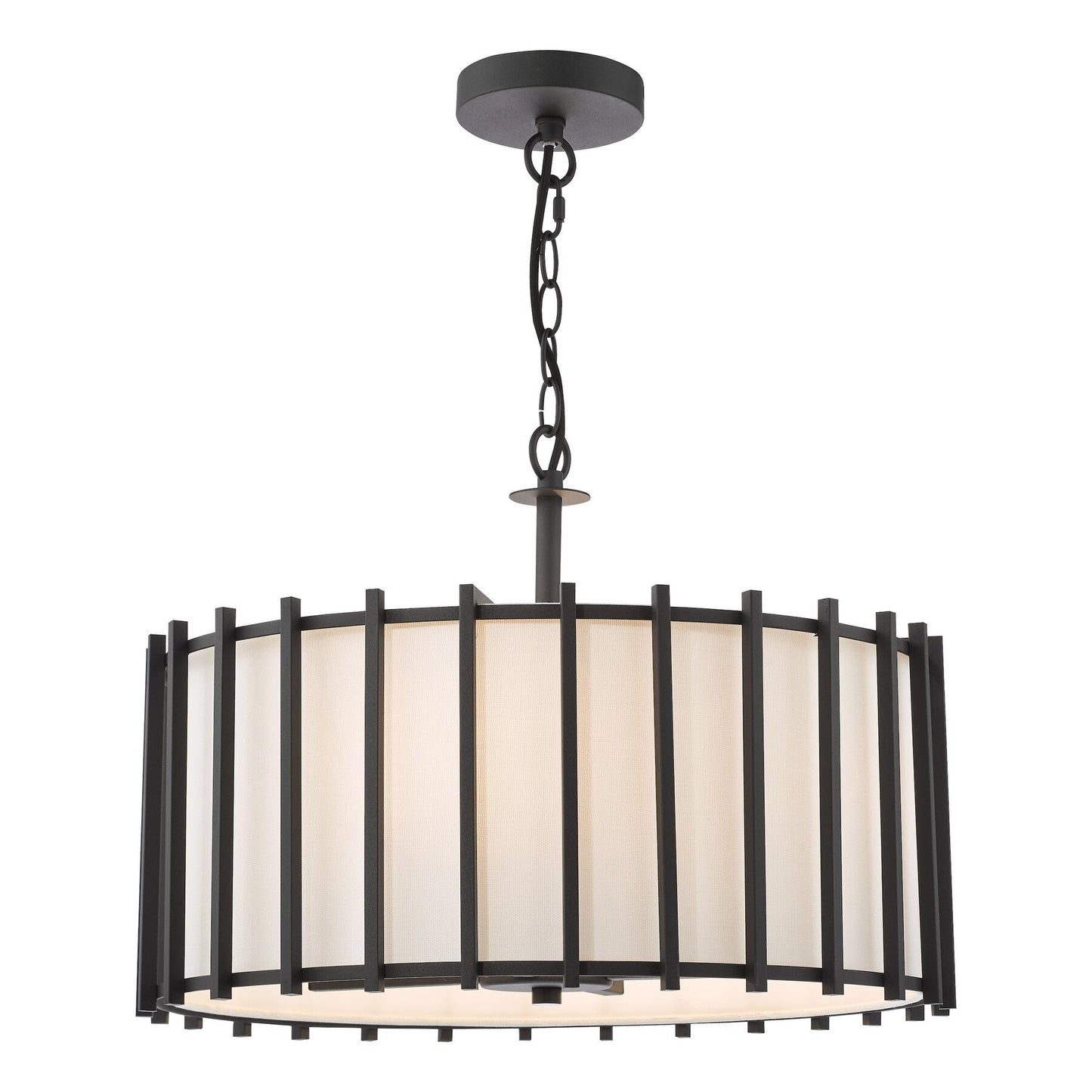 Dar Lighting Cagliari 4 Light Armed Matt Black & Ivory Pendant