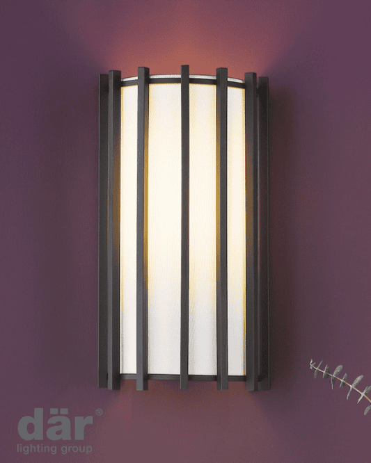 Dar Lighting Cagliari Matt Black Wall Light With Ivory Shade