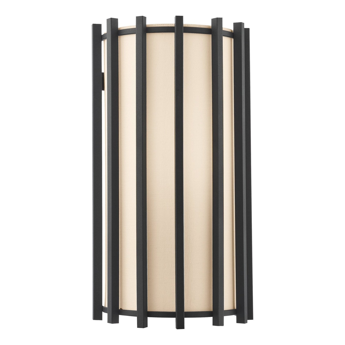 Dar Lighting Cagliari Matt Black Wall Light With Ivory Shade