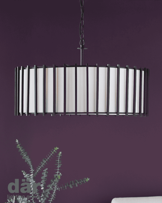Dar Lighting Cagliari 8 Light Matt Black & Ivory Armed Pendant
