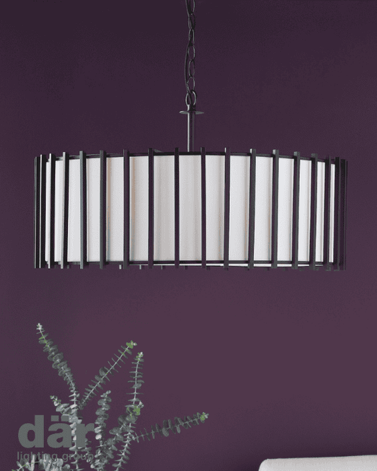 Dar Lighting Cagliari 8 Light Matt Black & Ivory Armed Pendant