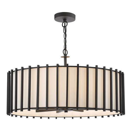 Dar Lighting Cagliari 8 Light Matt Black & Ivory Armed Pendant