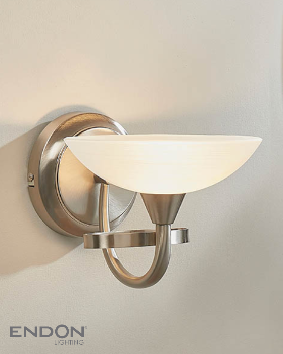 Endon Cagney White & Satin Chrome Wall Light