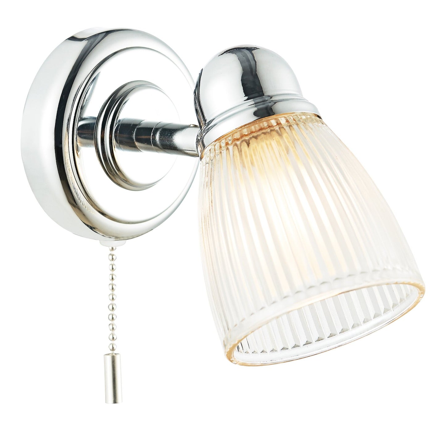 Dar Lighting Cedric Bathroom IP44 Single Polished Chrome & Glass Wall Spotlight
