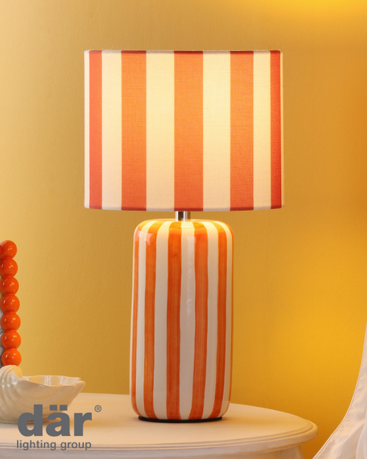 Dar Lighting Cicada Orange & Polished Chrome Table Lamp With Shade