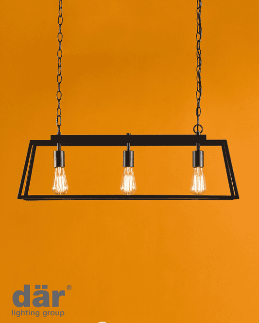 Dar Lighting Claudia 3 Light Matt Black Bar Pendant