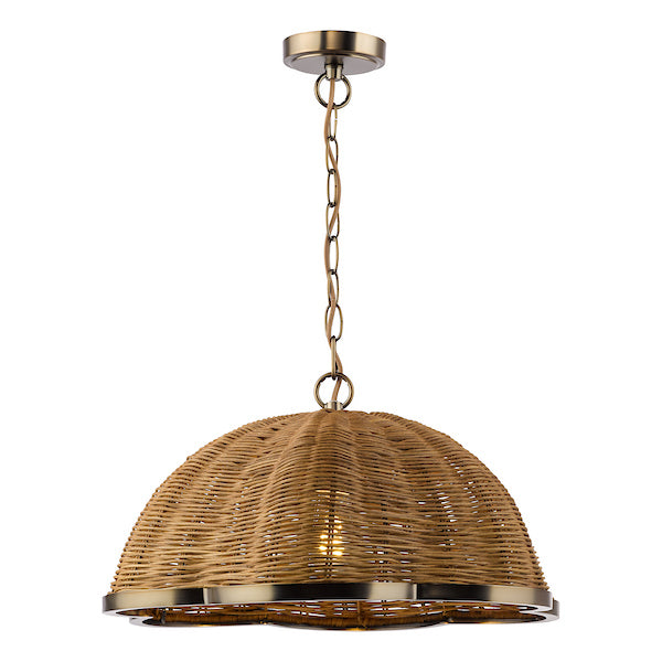 Dar Lighting Cusco Satin Bronze & Dark Rattan Shade Pendant