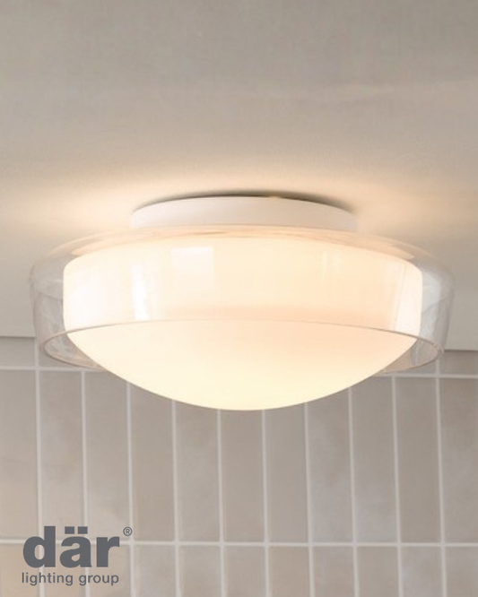 Dar Lighting Dagon Bathroom IP44 3 Light Clear & Opal Glass Flush