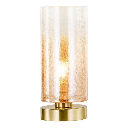 Dar Lighting Deena Amber Glass & Antique Brass Table Lamp