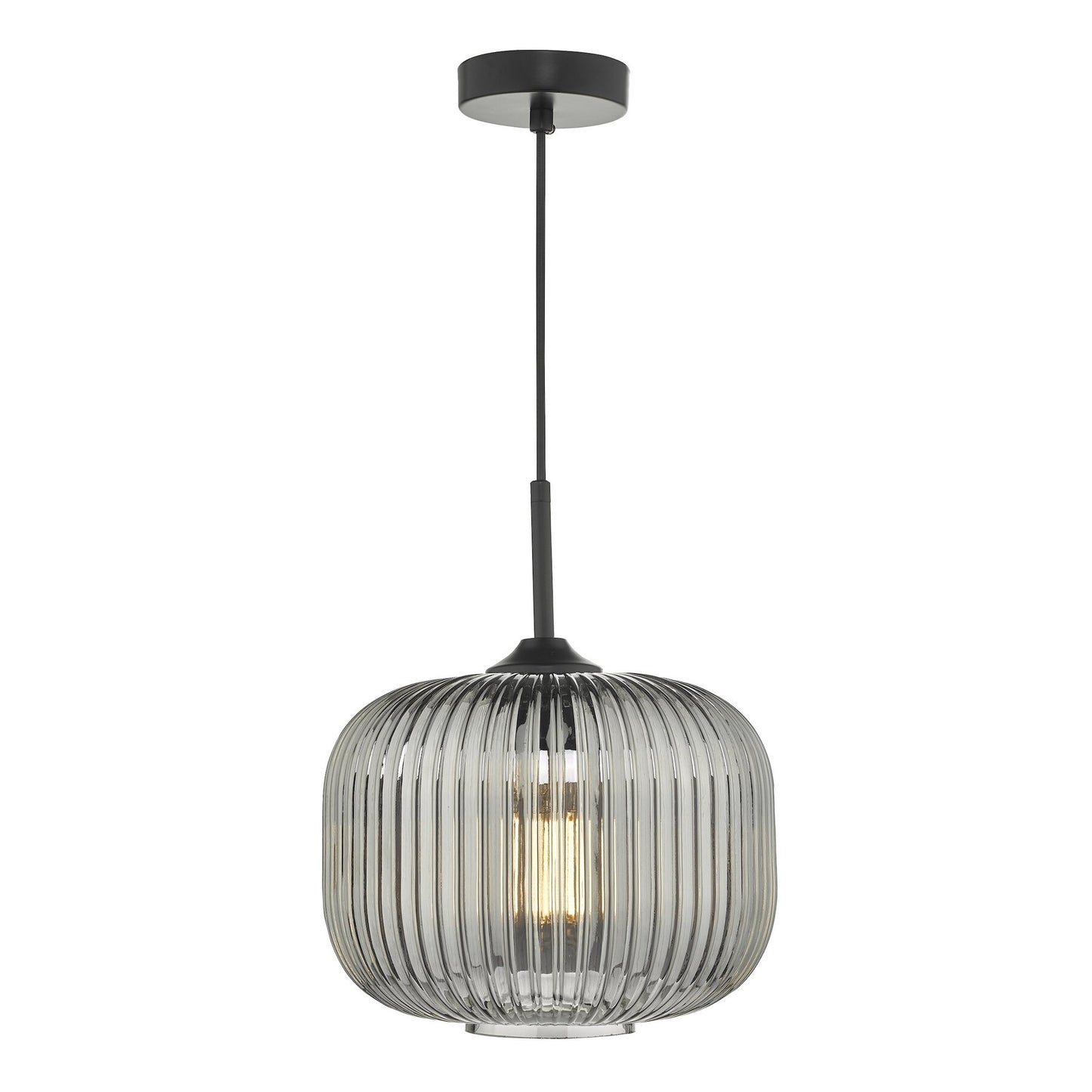 Dar Lighting Demarius Black & Smoked Glass Pendant