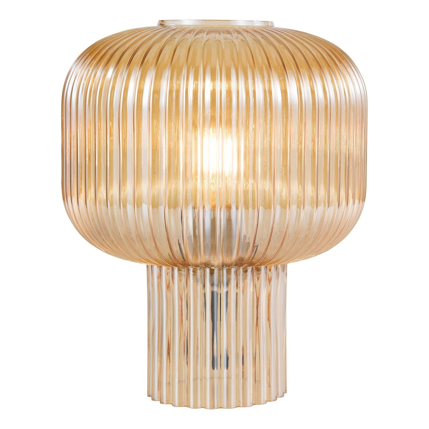 Dar Lighting Demarius Amber Ribbed Glass Table Lamp