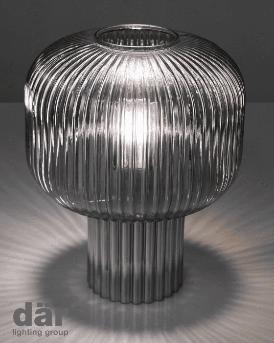 Dar Lighting Demarius Smoked Ribbed Glass Table Lamp