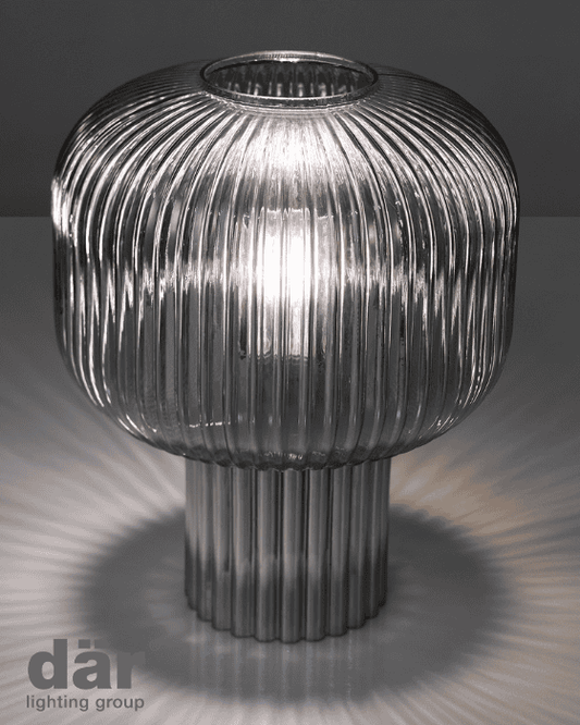 Dar Lighting Demarius Smoked Ribbed Glass Table Lamp