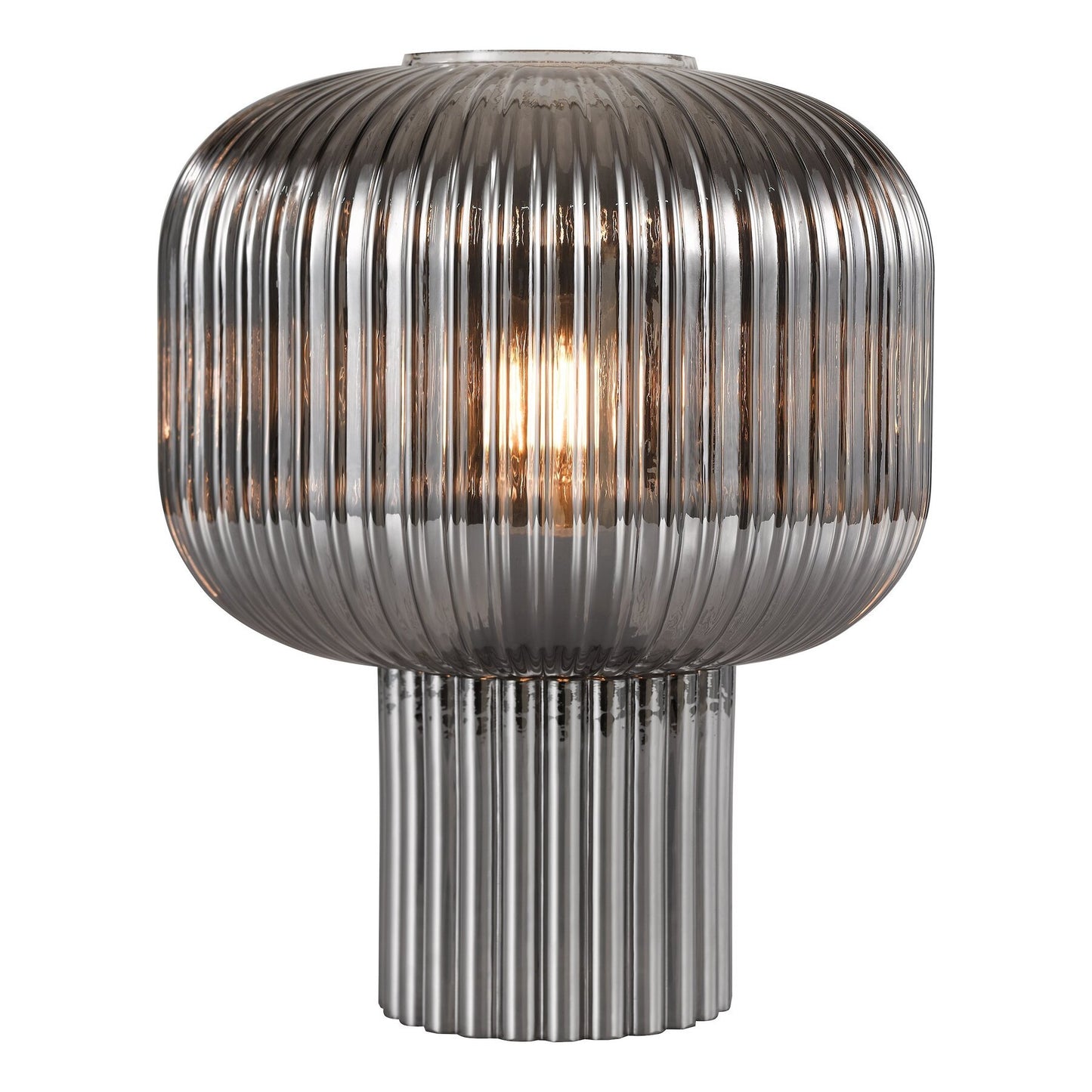 Dar Lighting Demarius Smoked Ribbed Glass Table Lamp