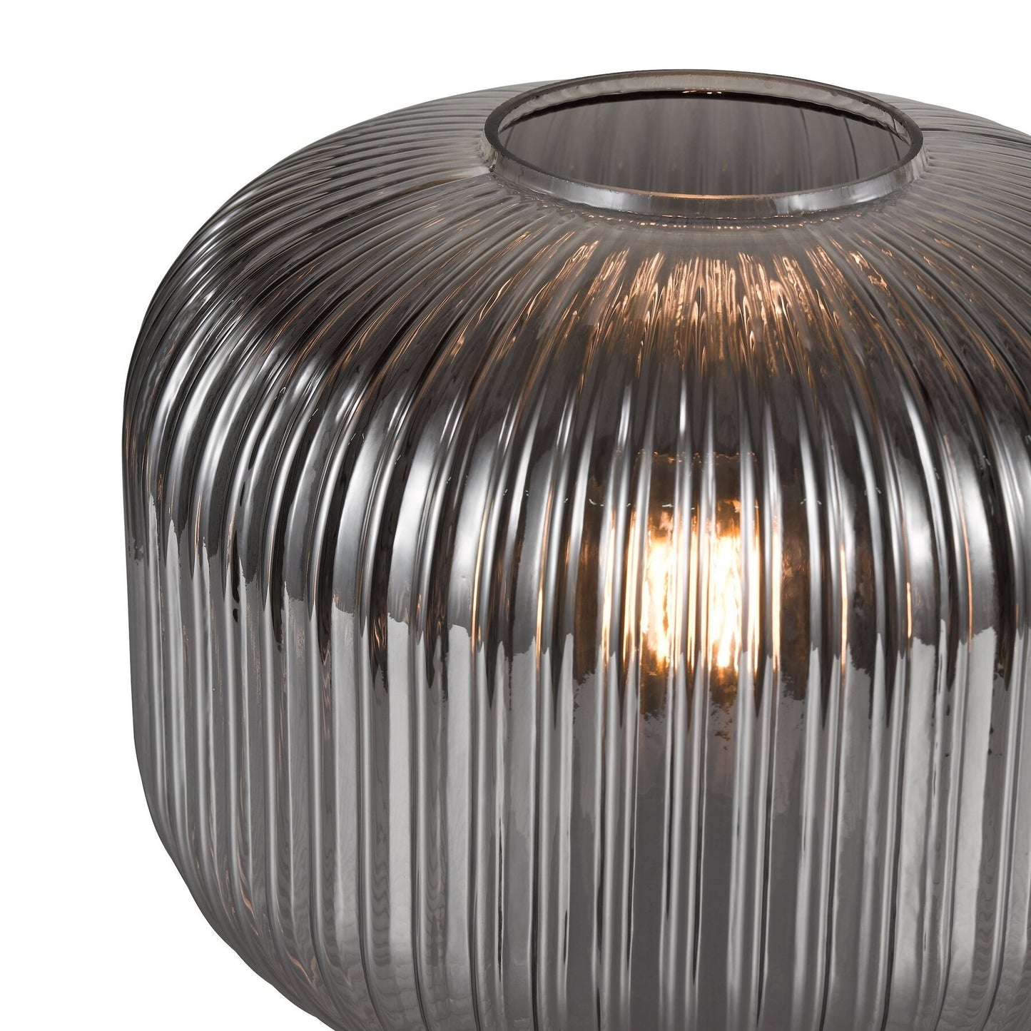 Dar Lighting Demarius Smoked Ribbed Glass Table Lamp