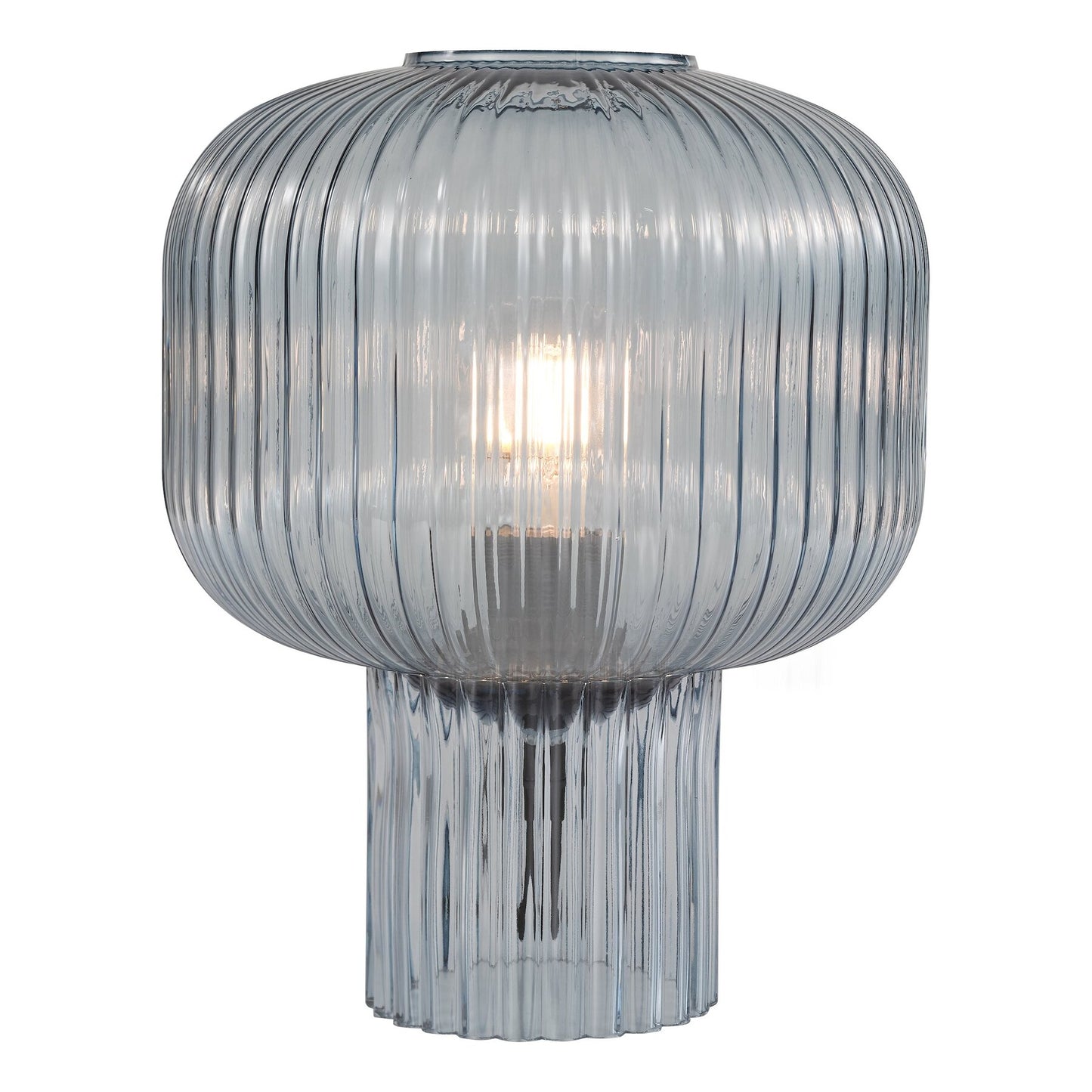Dar Lighting Demarius Blue Ribbed Glass Table Lamp